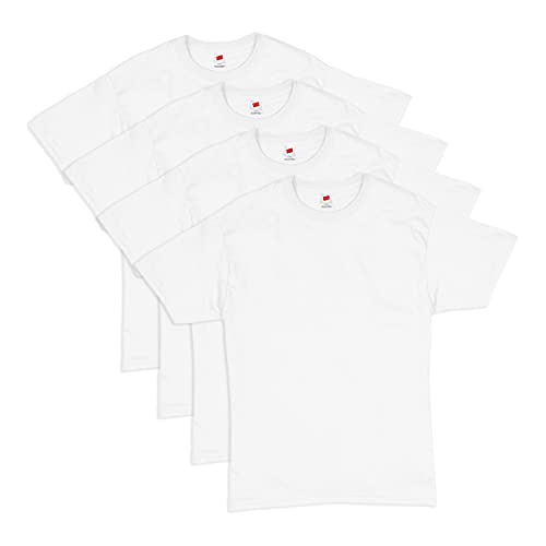 Hanes mens Essentials Short Sleeve T-shirt Value Pack (4-pack) athletic t shirts, White, Medium US