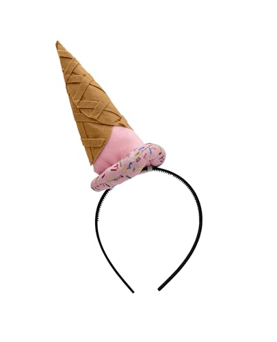 Nicky Bigs Novelties Unisex Adult Food Vendor Ice Cream Cone Mini Hat on Headband Parlor Costume Party Supplies