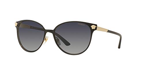 Versace Woman Sunglasses Black/Pale Gold Frame, Grey Gradient Lenses, 57MM