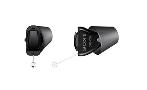 Sony CRE-C10 Self-Fitting OTC Hearing Aids for Mild to Moderate Hearing Loss, Prescription-Grade Sound Quality, Compact Virtually Invisible Design, Customizable App, and Replaceable Batteries, Black
