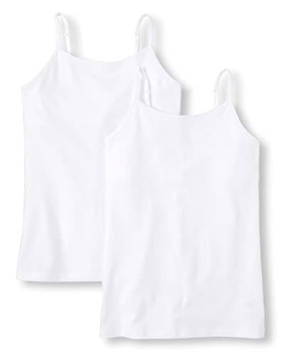 The Children's Place girls Basic tank top and cami shirts, White 2 Pack, Medium US