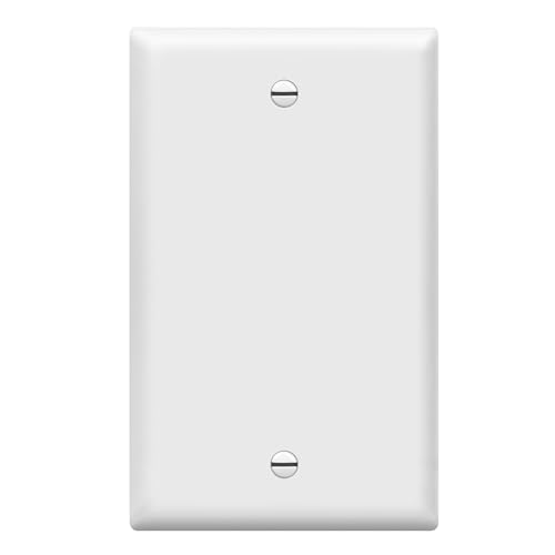 ENERLITES Blank Cover Wall Plate, Gloss Finish, Standard Size 1-Gang 4.50' x 2.76', Polycarbonate Thermoplastic, 8801-W, White