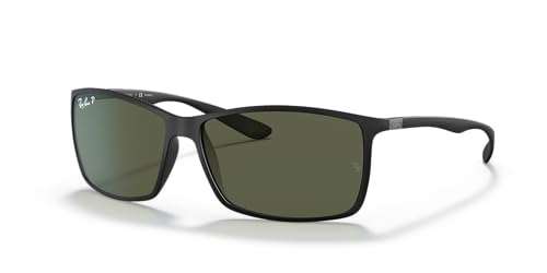 Ray-Ban Men's RB4179 Liteforce Square Sunglasses, Matte Black/Polarized Green, 62 mm + 1