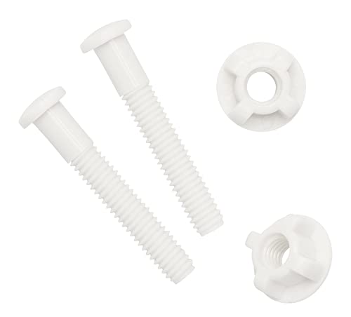 Universal White Plastic Toilet Seat Hinge Bolt Screw For Top Mount Toilet Seat Hinges, 2 Pack