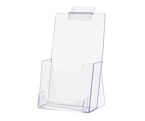Marketing Holders Slatwall Brochure Holder for 4 Inch Wide Rack Cards and 3.5' x 2' Business Cards Clear Acrylic Literature Display Rack in Retail Stores and Offices No Assembly Required