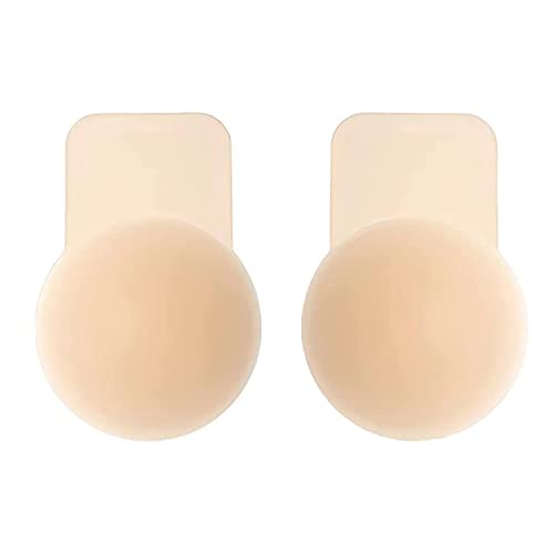 Promking Breast Pasties Lift - Invisible Silicone Breast Lifting Petals Adhesive Bra Reusable Nipple Covers for Women Light Creme