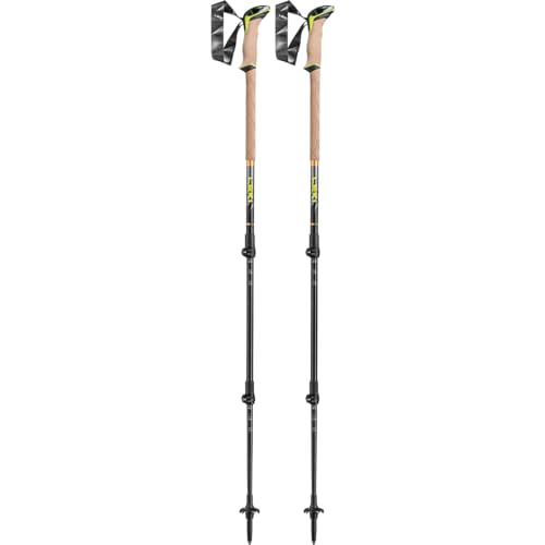 LEKI Sherpa Aluminum Adjustable Lightweight Ski Poles for Backcountry Skiing & Snowboarding - Dark Anthracite-Copper-Neonyellow - 110-145 cm