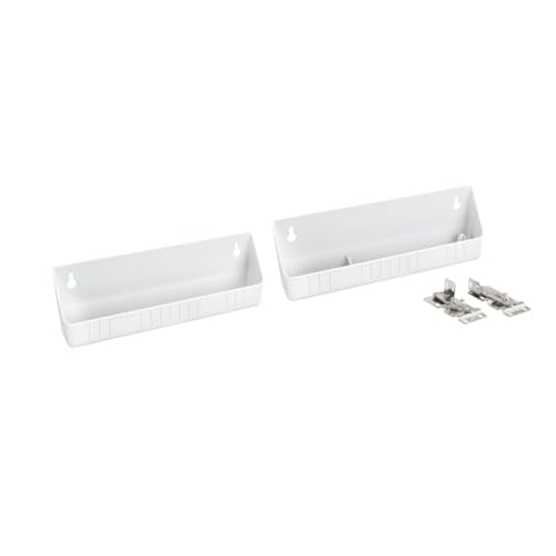 Rev-A-Shelf 11' Tip-Out Plastic Sink Trays for Kitchen and Bathroom Base Cabinet, Pack of 2 Pull Out Vanity Shelf Home Organizer, White, 6572-11-11-52