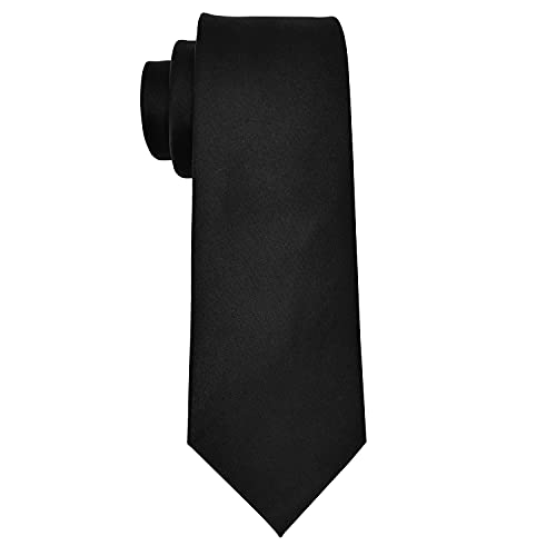 KOOELLE Men's Ties Solid Pure Color Plain Formal Black Ties For Men