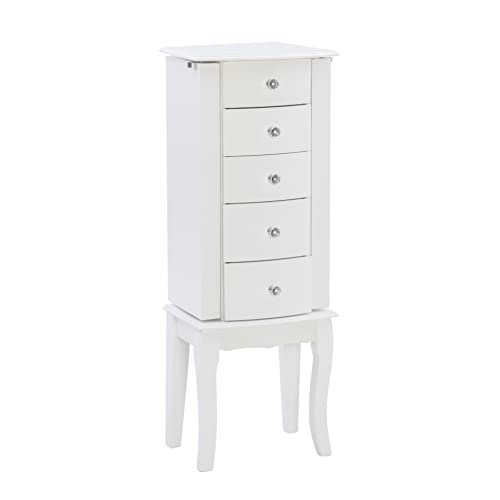 Powell Furniture Jewelry Armoire, White, 13'x 9.375'x 35.5'