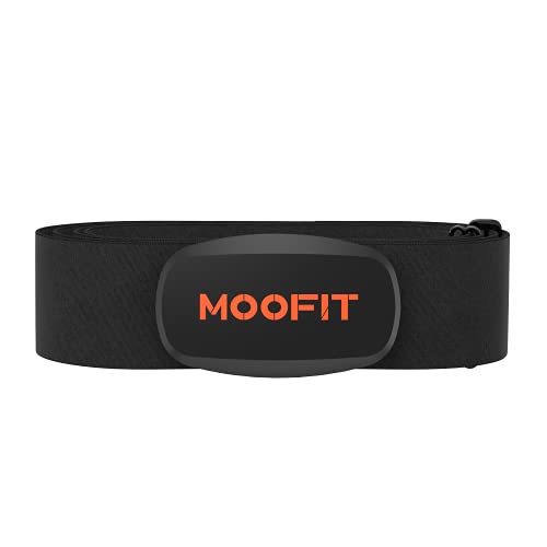 moofit Heart Rate Monitor Chest Strap Bluetooth/ANT+ Waterproof HR Monitor Chest Strap Heart Rate Monitor Compatible with Peloton, Zwift, Rouvy, TRX, Elite HRV, Peloton, Strava, DDP Yoga