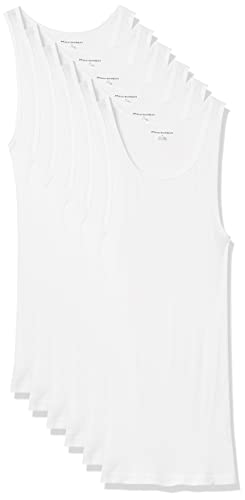 Amazon Essentials Men's Tank Undershirts, Pack of 6, White, Medium