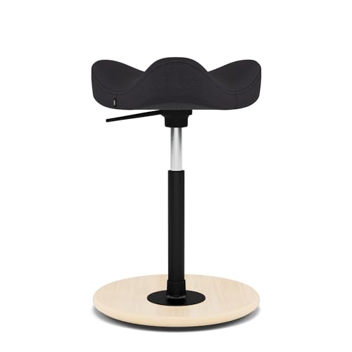 Varier Move Tilting Saddle Stool (Black Revive Fabric with Natural Ash Base)
