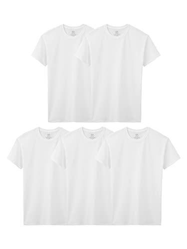 Fruit Of The Loom Boys Eversoft Cotton Undershirts, T Shirts & Tank Tops Underwear, T Shirt - Boys - 5 Pack - White, Medium US