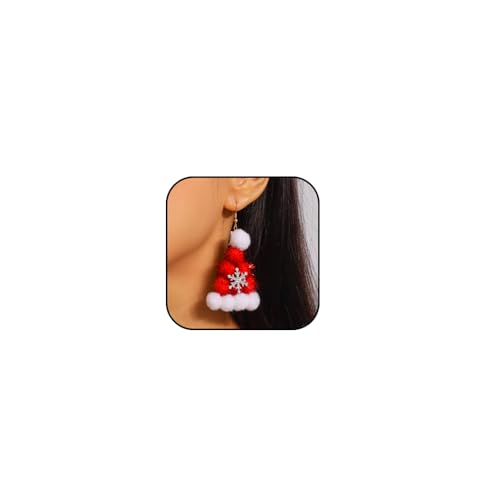 Christmas Tree Earrings for Women Girls Colorful Xmas Elk Drop Earrings Handmade Red Green Festive Holiday Earring Christmas Jewelry Gifts (B-Christmas hat)