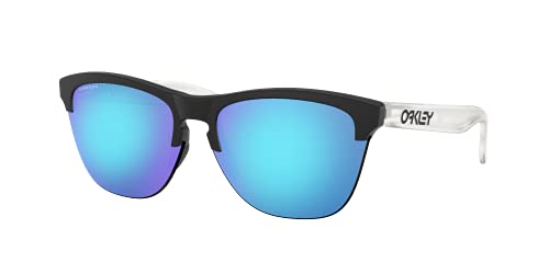 Oakley Men's OO9374 Frogskins Lite Square Sunglasses, Matte Black/Prizm Sapphire, 63 mm