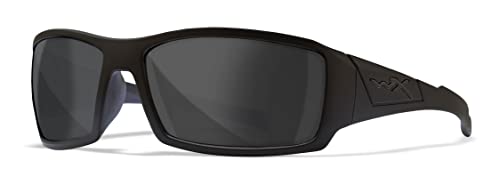 Wiley X WX Twisted Ballistic Black Ops Sunglasses, Safety Glasses for Men and Women, UV Eye Protection for Shooting, Fishing, Biking, and Extreme Sports, Matte Black Frames, Smoke Grey Tinted Lenses