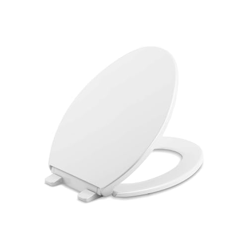 Kohler K-20110-0 Brevia Elongated Toilet Seat with Grip-Tight Bumpers, Quiet-Close Seat, Quick-Attach Hardware, White