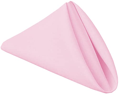 PLOYMONO Pink Heavy Duty Cloth Napkins - 17 x 17 Inch Solid Washable Polyester Dinner Napkins - Set of 8 Napkins with Hemmed Edges - Great for Weddings, Parties, Spring Easter Summer & More