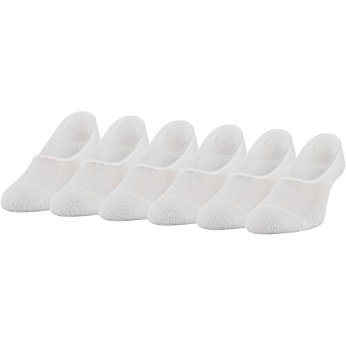 Peds Women's Zoned Cushion Mid Cut No Show Socks, 6-Pairs, White, Shoe Size: 8-12