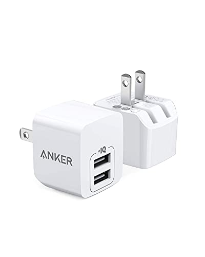 USB Charger, Anker 2-Pack Dual Port 12W Wall Charger Adapter, USB Charger Block with Foldable Plug, Charging Box Brick, Cube for iPhone 15 14 13 12 11 Pro Max, Galaxy S22 S21 Note 20, HTC, Moto, LG