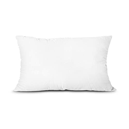EDOW Throw Pillow Insert, Lightweight Soft Polyester Down Alternative Decorative Pillow, Sham Stuffer, Machine Washable. (White, 12x20)