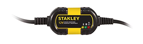 STANLEY BM1S Fully Automatic 1 Amp 12V Battery Charger/Maintainer with Cable Clamps and O-Ring Terminals