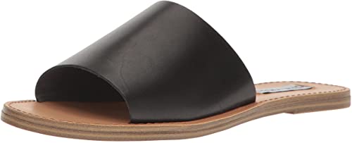 Steve Madden Women's Grace Flat Sandal, black leather, 8.5 M US