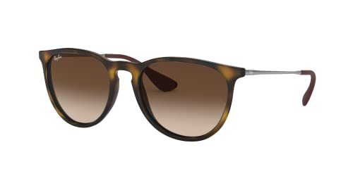 Ray-Ban RB4171 Erika Round Sunglasses, Rubber Havana/Brown Gradient Dark Brown, 54 mm