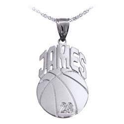 Basketball Sport Charm - Personalized Basketball - Basketball Name and Number - Sterling Silver - Made in USA