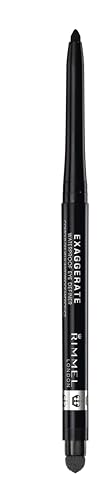 Rimmel London Exaggerate Waterproof Eye Definer Eyeliner, Highly Pigmented, Long-Wearing, Built-In Smudger, 262, Blackest Black, 0.01oz
