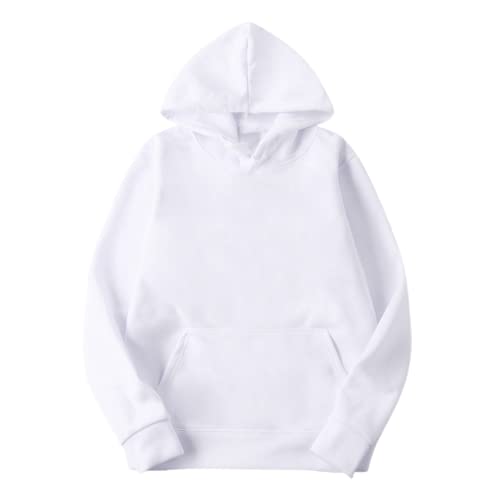 MR.R Sublimation Polyester Blanks White Hoodie Hooded Sweatshirt Cloth Unisex Style Pullover Casual Solid Color Sports Outwear Sweatshirts,M size
