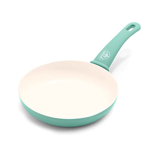 GreenLife Soft Grip Healthy Ceramic Nonstick, 8' Frying Pan Skillet, PFAS-Free, Dishwasher Safe, Turquoise