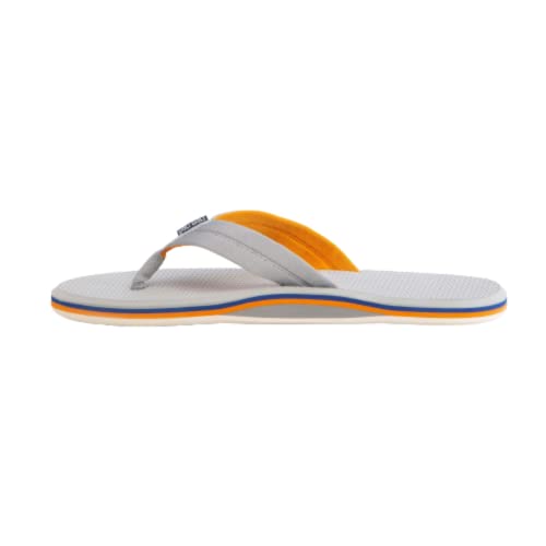 Hari Mari Dunes Men’s Premium Rubber Flip Flops - Waterproof with Memory Foam Straps and Arch Support - Comfortable Beach Sandals for Walking- Light Gray, Size 14