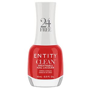 Entity Clean Force of Nature Breathable Nail Lacquer, 0.5 oz, Vegan and Cruelty Free Nail Polish with Added Biotin, Halal Fingernail Polish, Red Nail Polish