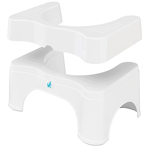 Squatty Potty The Original Bathroom Toilet Stool - Adjustable 2.0, Convertible to 7' or 9' Height with Removable Topper for Adults and Kids White