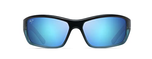 Maui Jim Men's and Women's Barrier Reef Polarized Wrap Sunglasses, Blue w/Turquoise/Blue Hawaii, Medium
