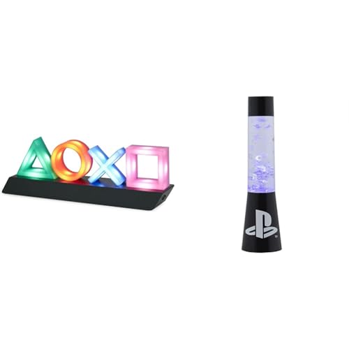 Playstation Icons Light with 3 Light Modes and Playstation Glitter Lava Lamp Playstation Merchandise and Gaming Room Decor Gift Set