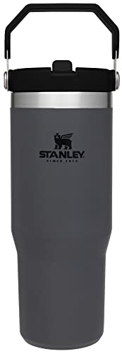 STANLEY IceFlow Stainless Steel Tumbler - Vacuum Insulated Water Bottle for Home, Office or Car Reusable Cup with Straw Leak Resistant Flip Cold for 12 Hours or Iced for 2 Days, Charcoal, 30OZ