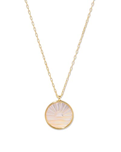 gorjana Women’s Sunset Etched Necklace, 18K Gold Plated, Adjustable Chain, Engraved Pearl Charm
