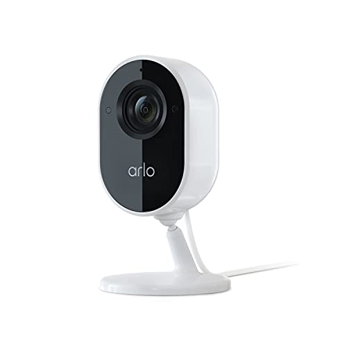 Arlo Essential Indoor Camera - 1080p Video with Privacy Shield, Plug-in, Night Vision, 2-Way Audio, Siren, Direct to WiFi No Hub Needed, Surveillance Security, White - VMC2040