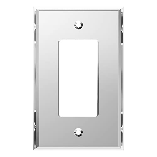 LIDER Decorator Wall Plate, Mirrored Light Switch Plate, Plexiglass Outlet Cover or Light Switch Cover, Acrylic Glass Reflective Finish, Minimalist Design, Oversized 1-Gang 5.25' x 3.44', Silver