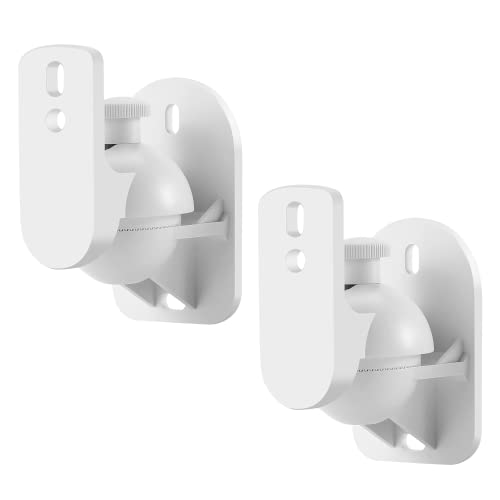 TNP Universal Satellite Speaker Wall Mount Brackets - Stylish White Finish Surround Sound Speaker Mounts with Adjustable Swivel & Tilt Angle for Home Theater Speaker System,Can Hold Up to 11lbs,1 Pair
