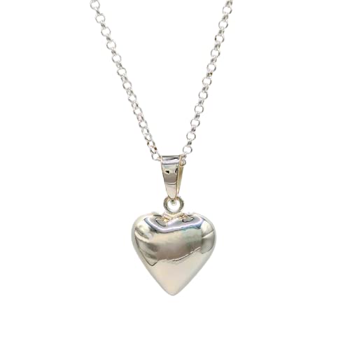 Nature Reflections Heart Angel Caller Chime Necklace, Harmony Ball, Fairy Bell Jewelry (22' Rolo Silver Chain)