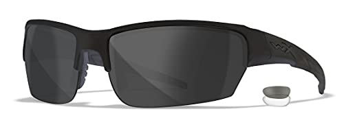 Wiley X WX Valor Tactical Sunglasses, Safety Glasses for Men and Women, Shatterproof UV Eye Protection for Combat, Shooting, Fishing and Extreme Sports, Black Frame, Changeable Lenses, Ballistic Rated
