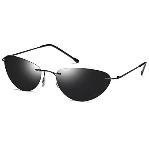 RCXKOOM The Matrix Neo Costume Sunglasses Men Women Ultralight Metal Wire Frame Polarized Small Oval Rimless Glasses