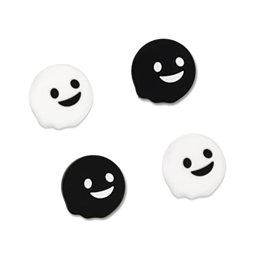 GeekShare 4PCS Cute Ghost Thumb Grip Caps,Halloween Soft Silicone Joystick Cover Compatible with Nintendo Switch/OLED/Switch Lite - Black&White