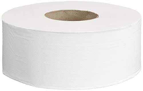 AmazonCommercial FSC Certified 2-Ply 9' Jumbo Toilet Paper, Septic Safe, Compatible with Universal Dispensers, Unscented, 1000 Feet per Roll, 12 Rolls, White