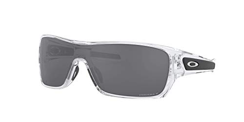 Oakley Men's OO9307 Turbine Rotor Rectangular Sunglasses, Polished Clear/Prizm Black Polarized, 32 mm