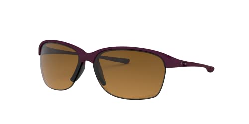 Oakley Women's OO9191 Unstoppable Rectangular Sunglasses, Raspberry Spritzer/Brown Gradient Polarized, 65 mm